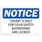 Signmission OSHA , 3.5" Height, Tenants Only For Your Safety Bathrooms Are Locked Sign, 5" X 3.5", Landscape OS-NS-D-35-L-18541 - alternate 1